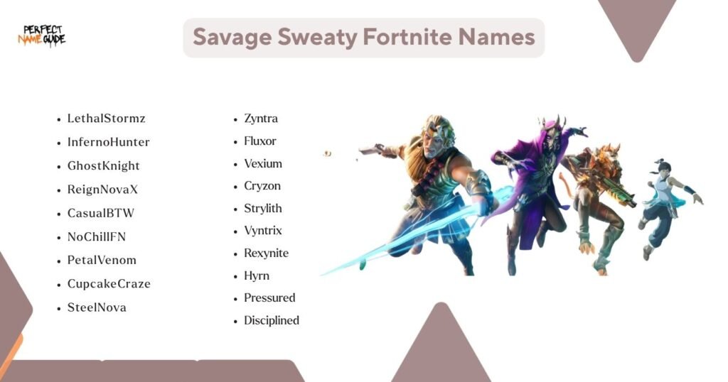 Savage Sweaty Fortnite Names